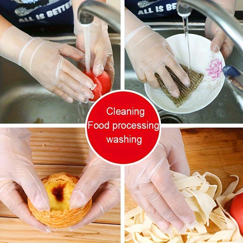 100pcs, Disposable TPE Gloves, Clear Food Grade Thickened Gloves, Powder Free Anti-Static, Suitable For Kitchen Cleaning, Household Cleaning, Food Processing, Baking, Beauty Hairdressing, Pet Care, Painting