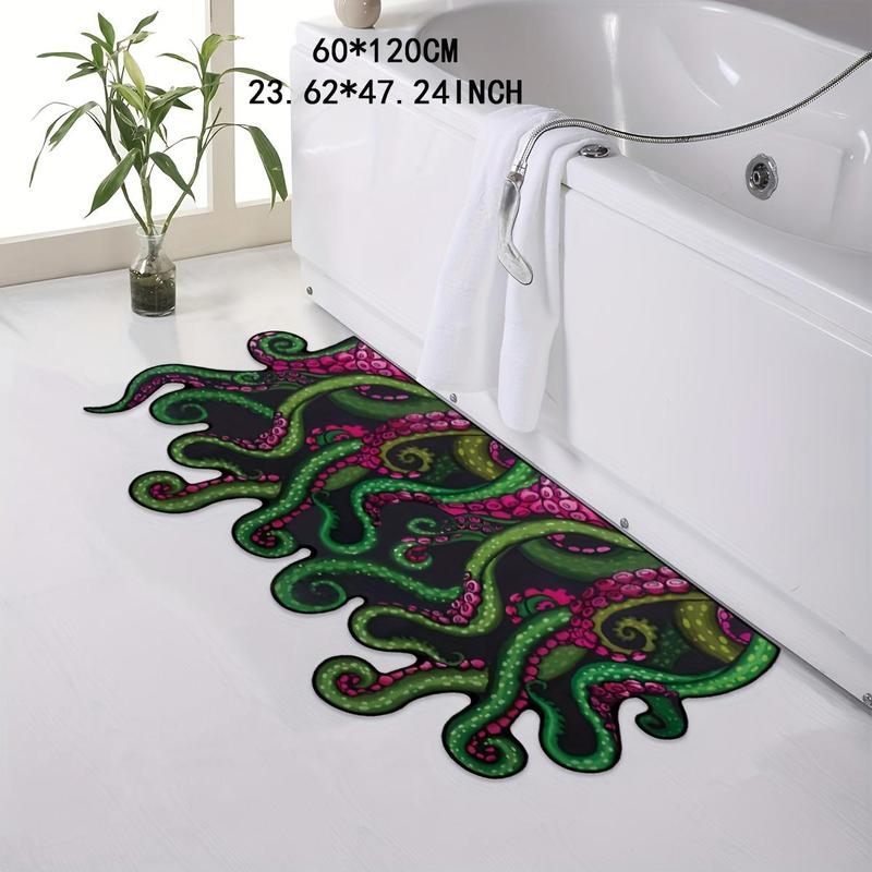 Octopus Graphic Bathroom Mat, Non-slip Absorbent Bathroom Rug, Creative Floor Mat for Home Bathroom Kitchen, Room Decor, Dorm Essentials, Cool Room Decor Rugs, Fall Decor, Christmas Gifts, Christmas Decorations