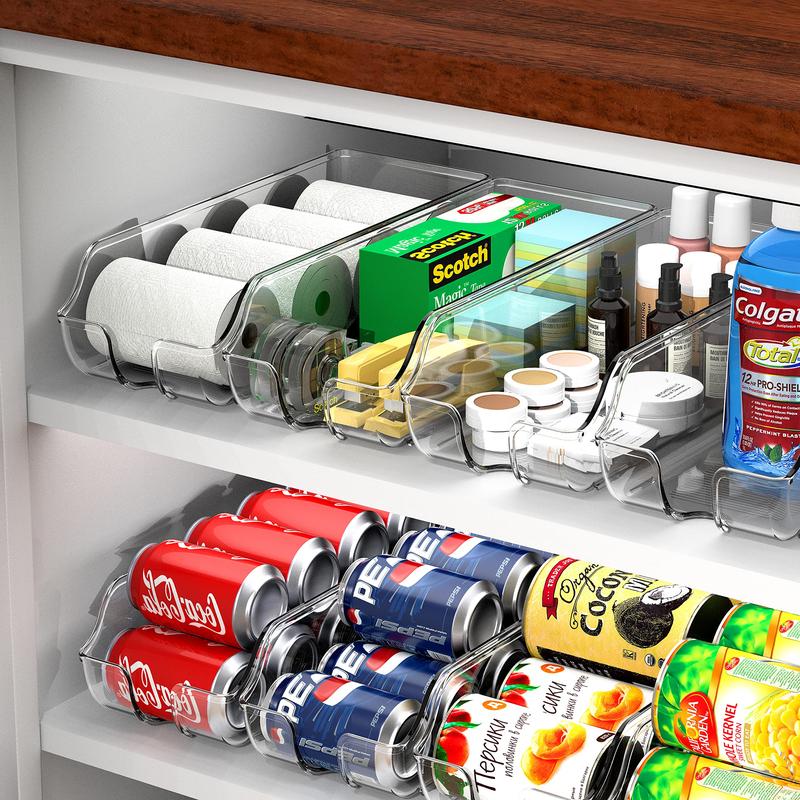 [ On Sale ] Set of 2 Soda Can Organizer for Pantry   Refrigerator, Clear