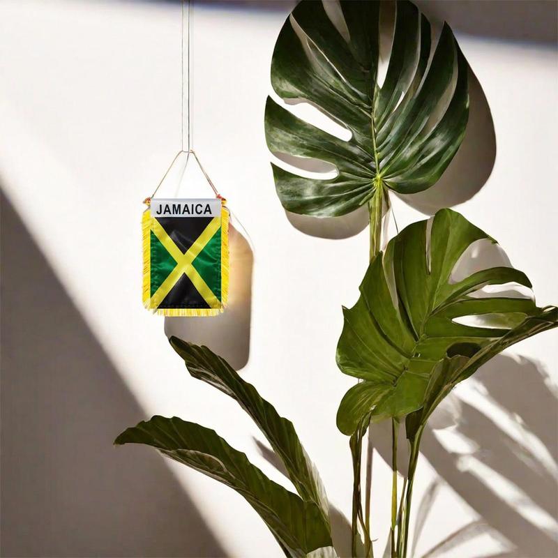 Jamaica Window Hanging Flag, Mini Flag Banner, Car Rearview Mirror Decor, Fringed Hanging Flag with Suction Cup