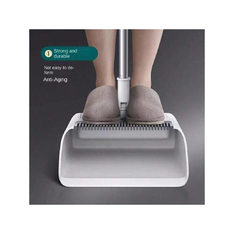 Paw Paradise    +3 in 1 broom and dustpan combo set. For indoor outdoor sweeping. Long handle broom. Dustpan set. Push broom. Heavy-duty. For home cleaning (bathroom kitchen). For home office school dorms. Cleaning tools. Back to school supplies. White.