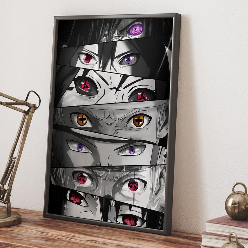 Naruto Poster Eyes Manga Art Anime Wall Print Minimalist Painting Digital Download colorful Art Naruto, Itachi, Kakashi Hatake