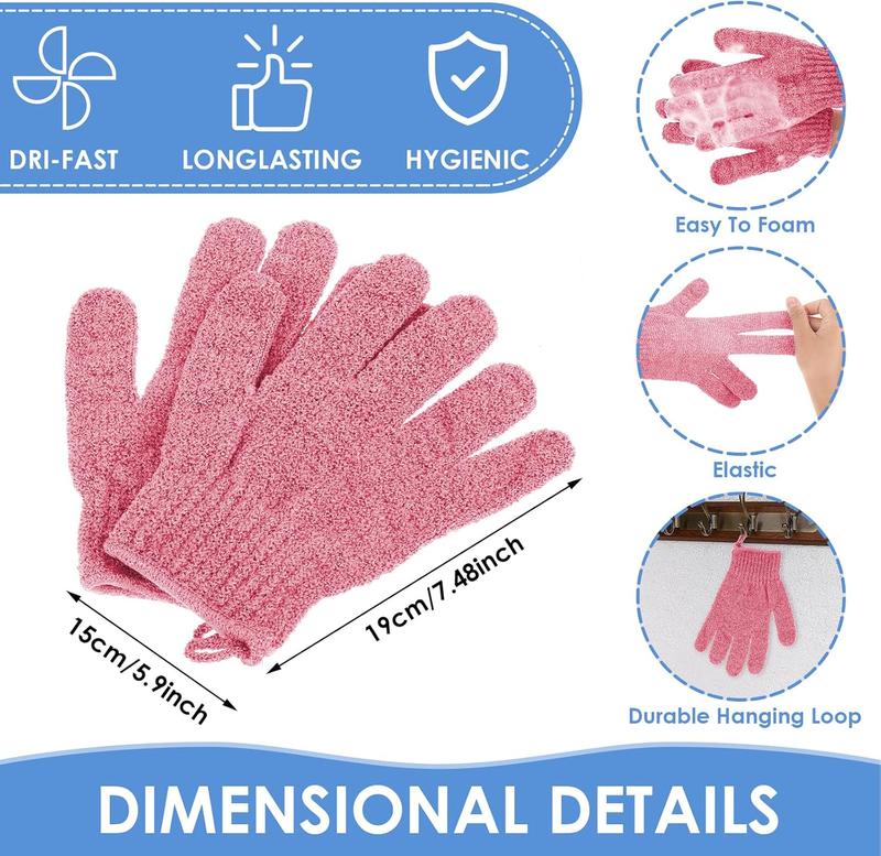 Gloves, 3 count  Mitt  Scrub Gloves with Hanging Loops, Bath Loofah Washcloths Scrubbing Glove for Shower, , Massage,  Remover (Pink, Blue, White)