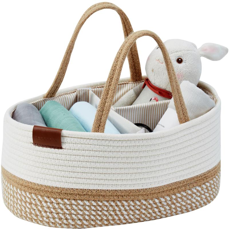 XL Cotton Rope Basket,Woven Storage Basket for Baby Diapers,Changing Table-Perfect for Boys and Girls