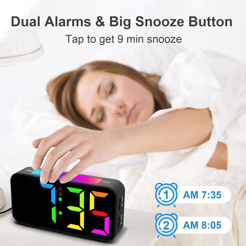 Loud  Clocks for Bedrooms Heavy Sleepers, Digital Clock with Night Light, Large Display, Dual , Snooze, Dimmable Bedside  Clock for  Teens Boys Girls