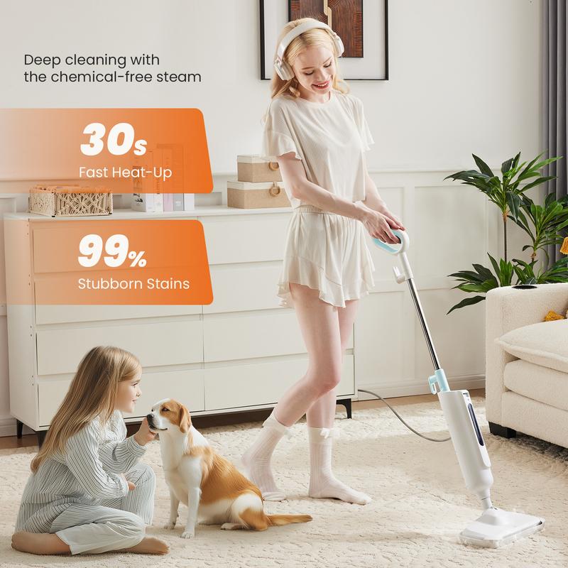 Crafted Comforts Co. Steam Mop for Floor Cleaning - Lightweight Hardwood Tile Laminate Floors Cleaner with 2 Washable Pads