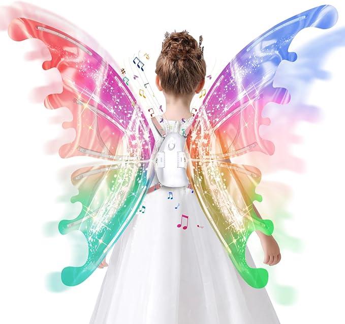 New upgraded model LED Light Up Butterfly Wings, 1 Count BatteryPowered Colorful Glowing Butterfly WingsNovelty Lighting for Party, Festival &Holiday, Christmas Decoration (Batteries NotIncluded)，Birthday gift for children