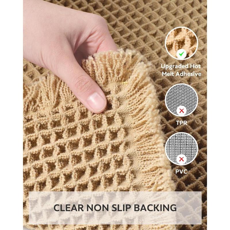 Waffle Bath Mat-Runner Rug, Super Absorbent Non Slip Bath Mats for Bathroom Runner Rug Machine Washable Long Bathroom Rugs with Tassels, Bath Rugs for Bathroom Floor Beside Tub, 2' x 4'( 24