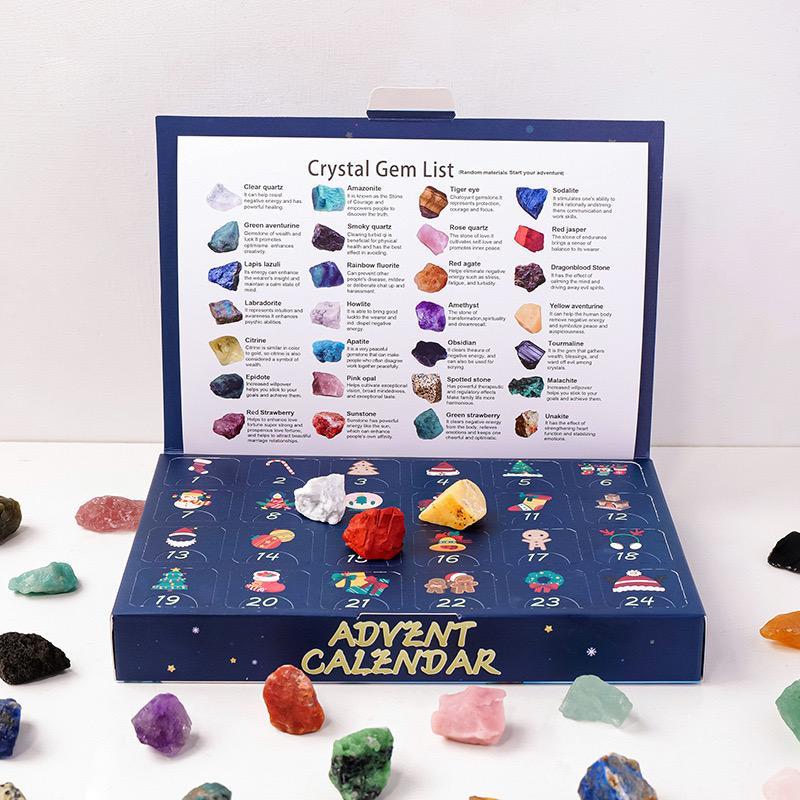 Crystal Gemstone Advent Calendar, 1 Box 24 Days Countdown Calendar, Crystal Gemstone Blind Box for Party Favor Festival Games