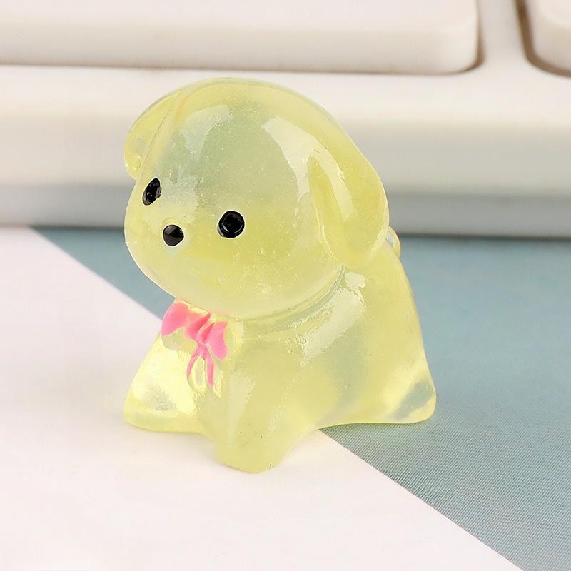 Cute Cartoon Mini Dog Shaped Resin Ornament, 6 Counts set Luminous Mini Animal Figurine, Home Decor for Living Room Bedroom Office