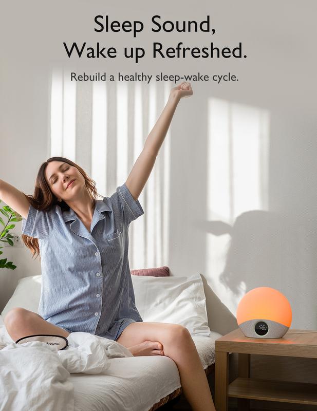 Momcozy Sunrise Alarm Clock Wake Up Light Baby Sound Machine, Adult White Noise Machine with Dimmable Night Light 30 Soothing Sleep Sounds Alarm Clock for Heavy Sleepers