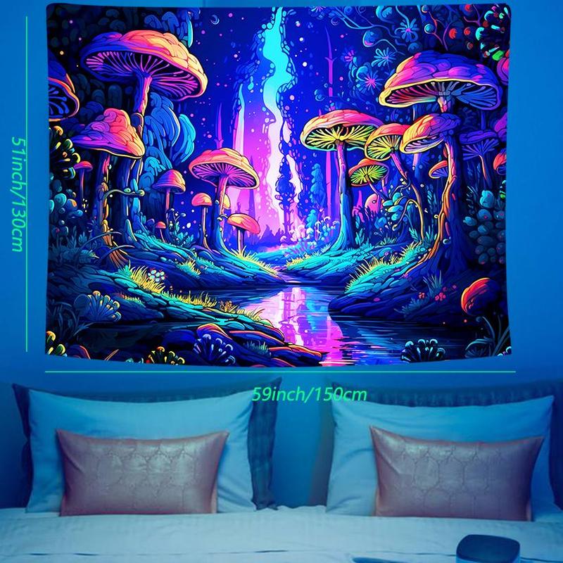 Fantasy Cloud Pattern Tapestry, UV Reactive Fluorescent Tapestry, Wall Hanging Decor for Home Living Room Bedroom Dormitory, Room Decor, Summer Fathers Day Gift