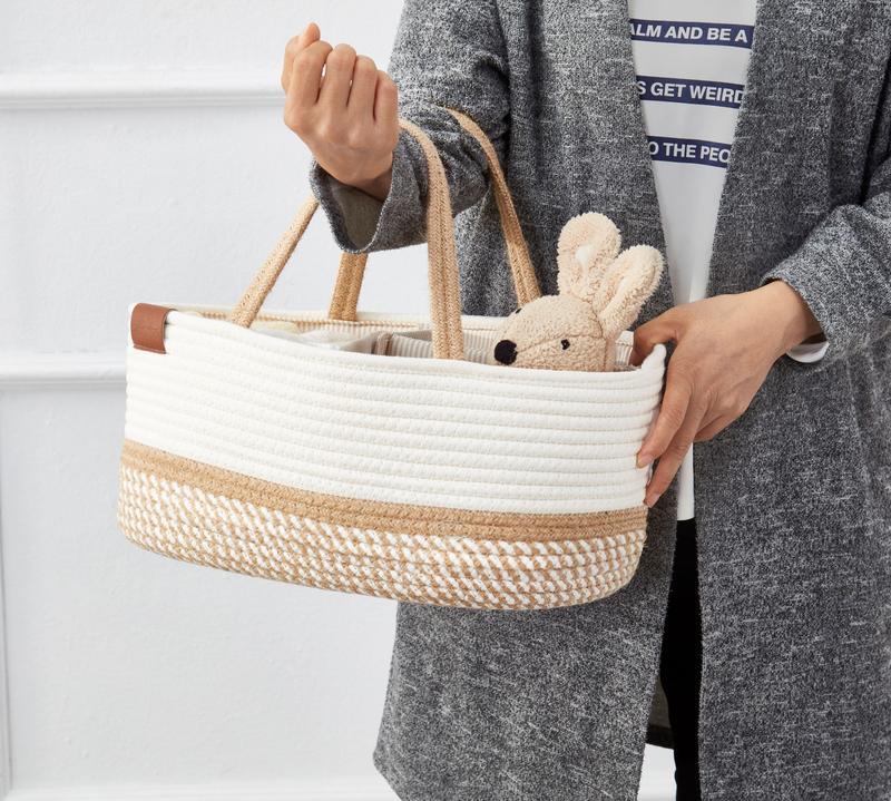 XL Cotton Rope Basket,Woven Storage Basket for Baby Diapers,Changing Table-Perfect for Boys and Girls