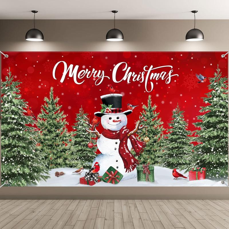 Christmas Backdrop Merry Christmas Party Decoration Christmas Photo Banner Signs Xmas Photography Background Photo Props for Winter New Year Xmas Eve Family Party Decoration Supplies (Snowman)