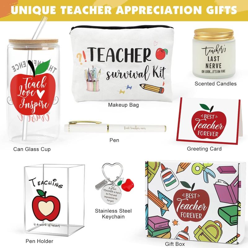 Teacher Appreciation Gifts, Teacher Appreciation Gifts from Students, New Teacher Graduation Gift from 2024, Thank You Teacher Gifts Set, Back to School Teacher's Day Bulk Gifts Boxes for Teachers