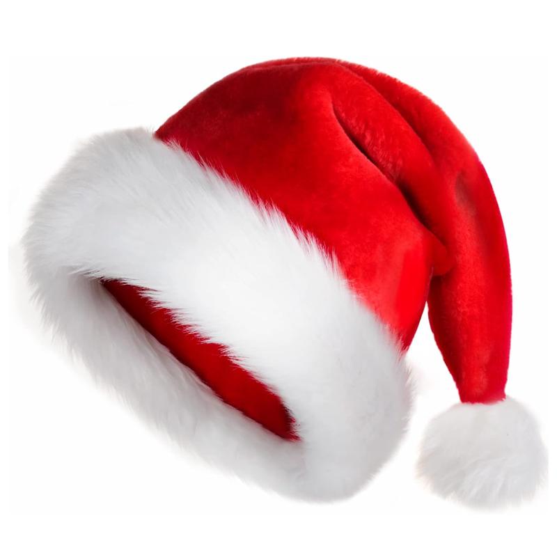 Christmas Hat Santa Hat Adult: Xmas Holiday Hat for Women and Men - Extra Thicken Classic Fur for Christmas New Year Festive Holiday Party Supplies