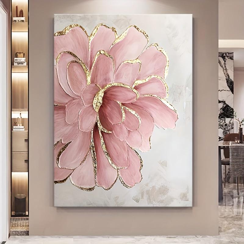 Pink Peony Flower Wall Art - Modern Canvas Print with Decoration,  Living Room and Hotel Decoration, Wall-Hung Print Decorations,Frameless