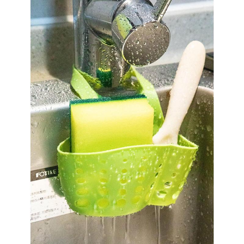 1pc Kitchen Portable Sink Sponge Holder, Rack Hanging Basket Shelf Baskets Drain Bag Strainer Organizer Bath Storage Gadget Tool