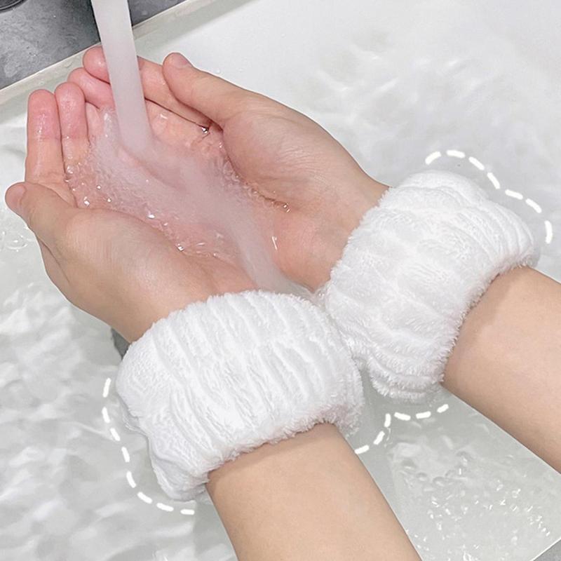 Reusable Wristband, 2pcs Soft Absorbent Face Washing Wristband, Bathroom Accessories for Girls & Women