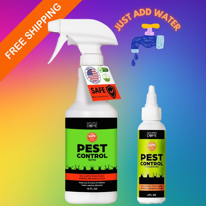 Nature's Dome 16 oz DIY Pest Control Spray Kit - Just Add Water, Essential Oils, Includes Bottle & Concentrate - Safe for Pets & Kids, Indoor Outdoor Use