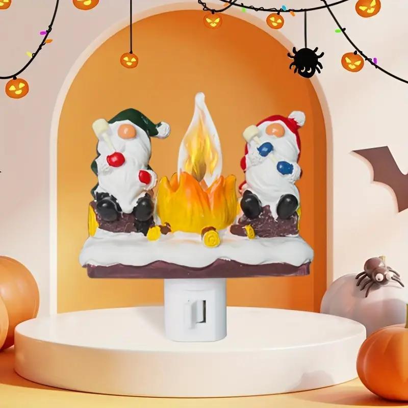 Gnome & Campfire Design Night Light, 1 Count Flameless Christmas Night Candle, Decorative Light for Home Party Festival, Home Decor