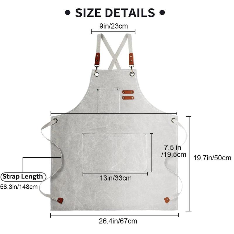 Canvas Apron with Pockets, 1 Count Reusable Oil-proof Waterproof Apron, Household Kitchen Cooking Apron for Baking BBQ, Kitchen Gadgets, Kitchen Accessories