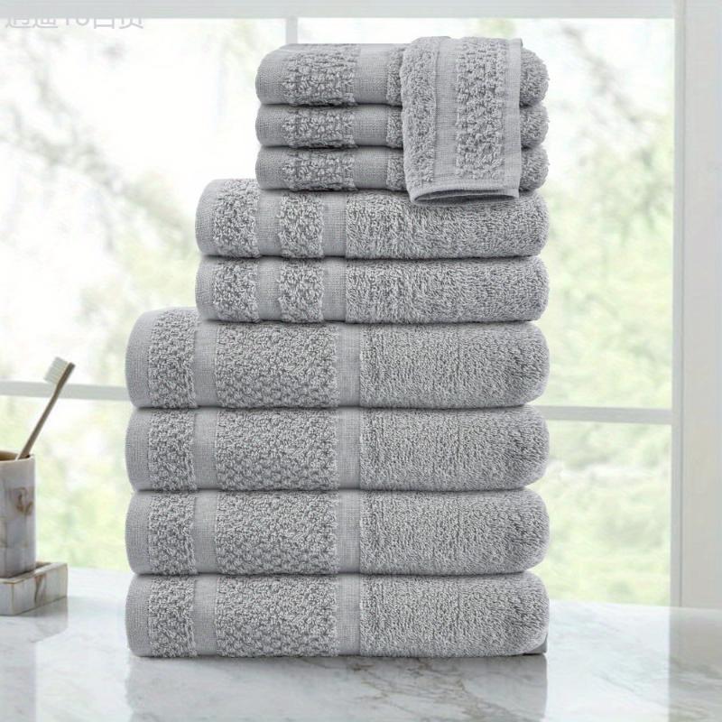 10 Piece Towel Set with Upgraded Softness & Durability, Grey Cotton Resistant