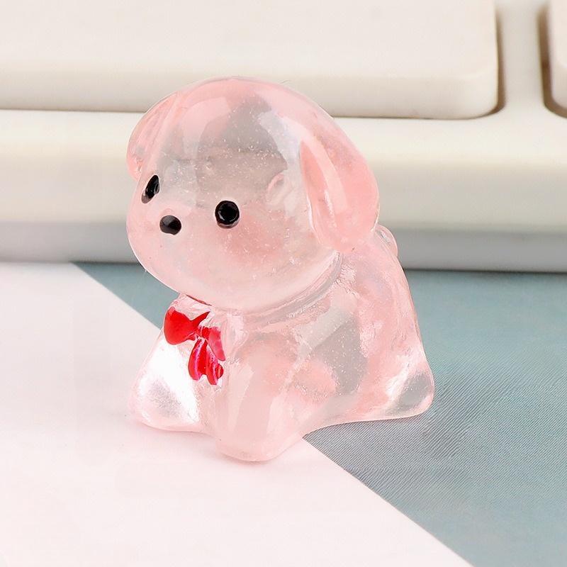 Cute Cartoon Mini Dog Shaped Resin Ornament, 6 Counts set Luminous Mini Animal Figurine, Home Decor for Living Room Bedroom Office