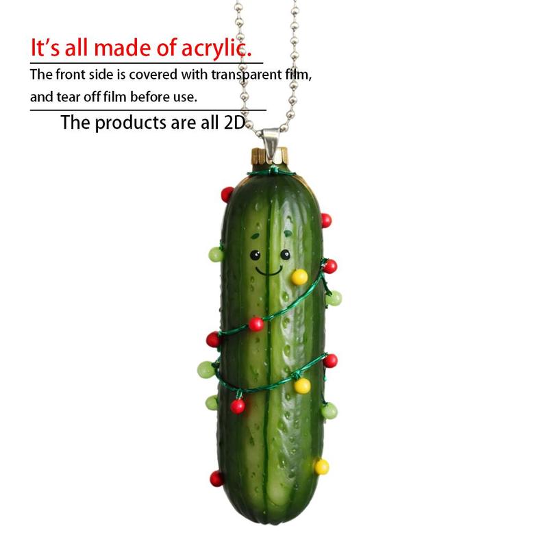 Cucumber Shaped Ornament, 1 Count 2D Creative Cucumber Decoration, Hanging Decoration for Car Interior & Christmas Tree, Festive & Party Supplies