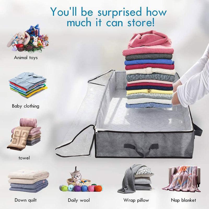 Foldable Storage Bag with Clear Window & Reinforced Handle, 4 Counts Bedroom Accessories Under Bed Zipper Storage Container, Kids Room Toy Room Organizer Storage, Bedroom Accessories, Unique Furniture for Bedroom