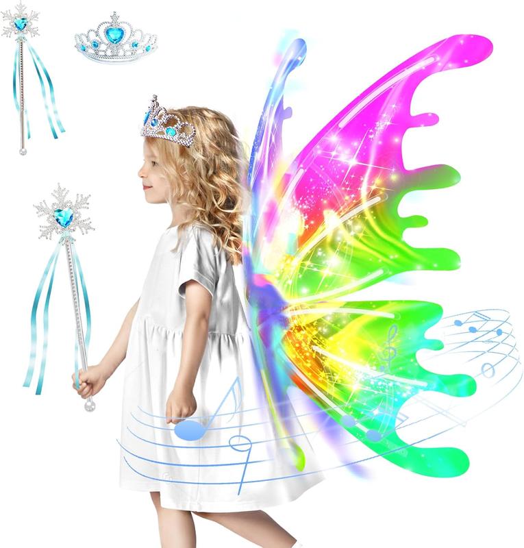 New upgraded model LED Light Up Butterfly Wings, 1 Count BatteryPowered Colorful Glowing Butterfly WingsNovelty Lighting for Party, Festival &Holiday, Christmas Decoration (Batteries NotIncluded)，Birthday gift for children