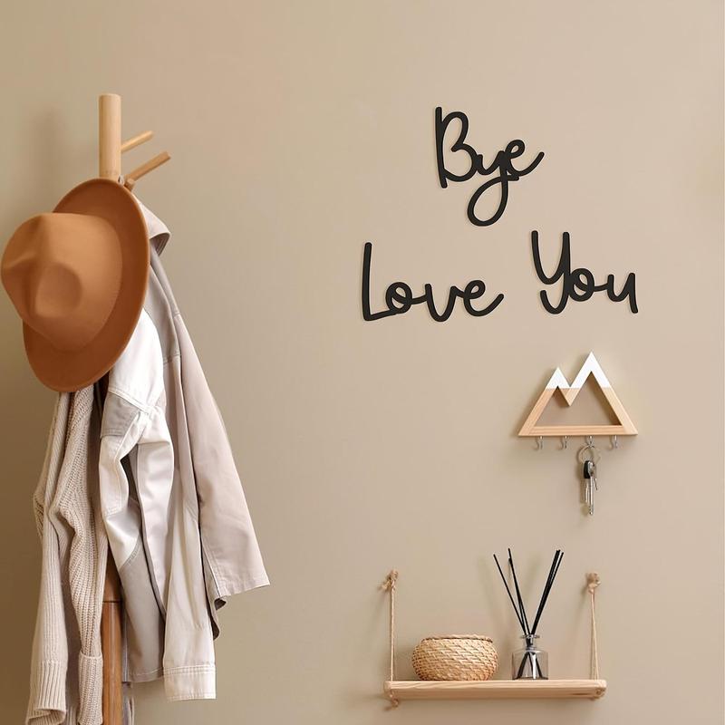 Boho-chic Love You Bye Pattern Wooden Sign, 1 Count Reusable Wall Art with Adhesive Tape, Wall Decor for Home Living Room Bedroom