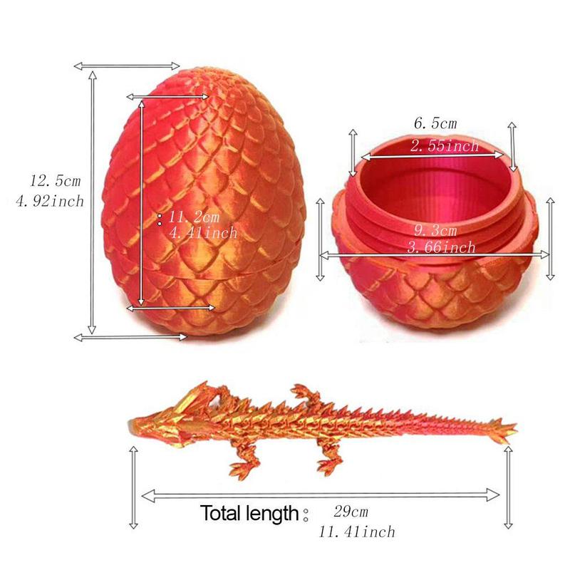 Room Decor 3D Printing Dragon Design Easter Decorations, 1 2 Counts Easter Basket Stuffers Dragon Ornaments with Dragon Egg Set, Summer Decor 2024 Decoration, Halloween Decor