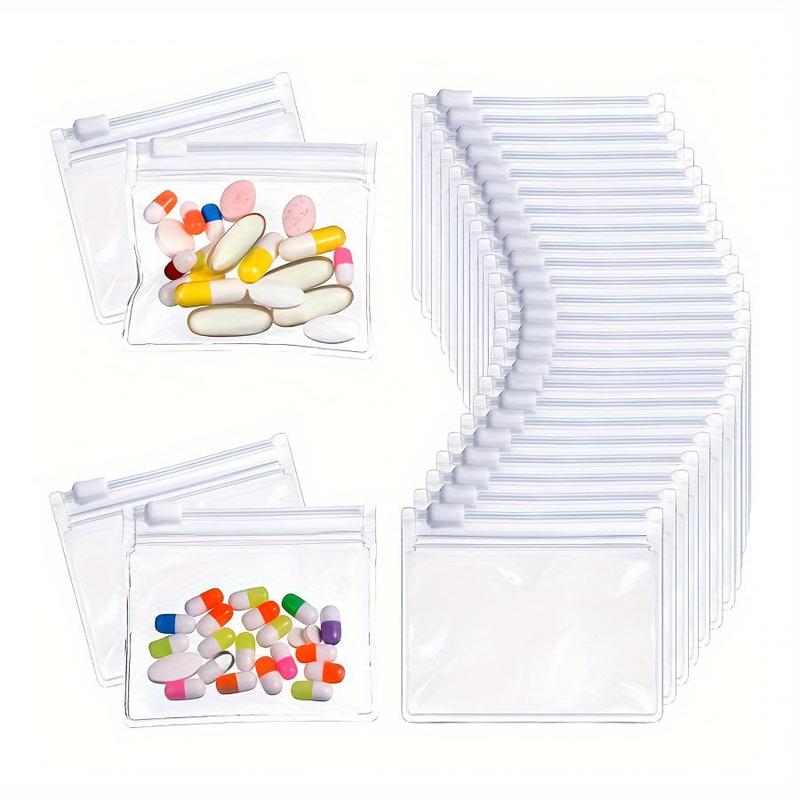 Clear Zipper Pill Storage Bag, 5 10pcs Reusable Pill Storage Bag, Self-sealing Pill Storage Organizer for Travel & Home