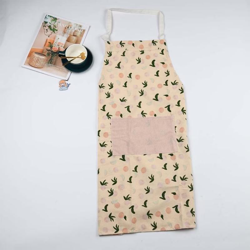 Orange Avocado Lemon Peach Linen Fruit Apron, Apron With Pockets, Garden Work Apron, Winter Apron Gift For Kitchen Cotton Adjustable