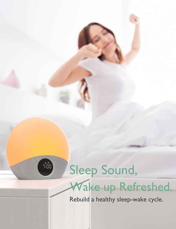 Momcozy Sunrise Alarm Clock Wake Up Light Baby Sound Machine, Adult White Noise Machine with Dimmable Night Light 30 Soothing Sleep Sounds Alarm Clock for Heavy Sleepers