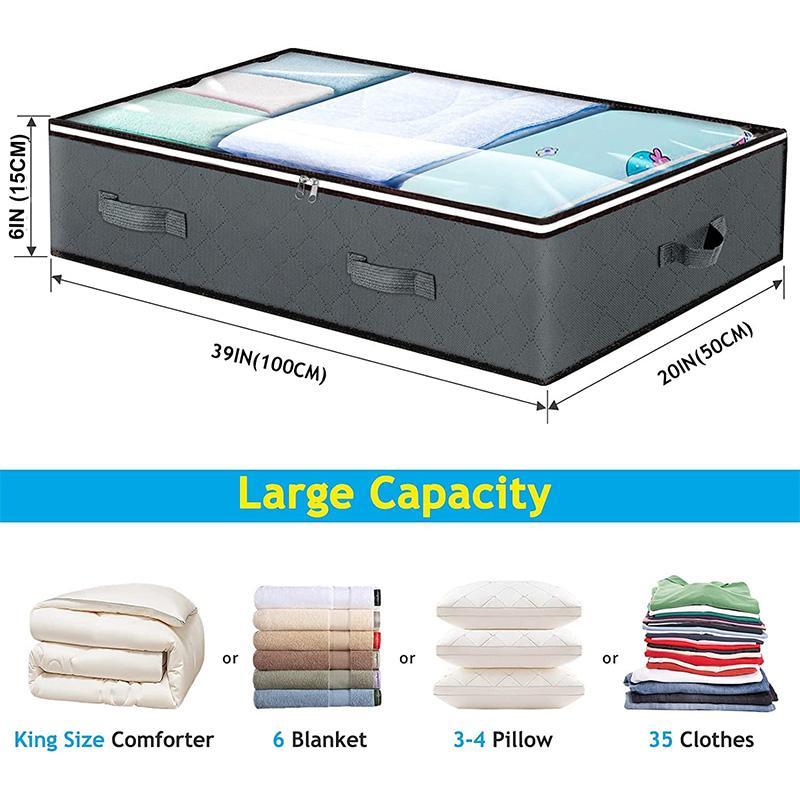 Foldable Storage Bag with Clear Window & Reinforced Handle, 4 Counts Bedroom Accessories Under Bed Zipper Storage Container, Kids Room Toy Room Organizer Storage, Bedroom Accessories, Unique Furniture for Bedroom