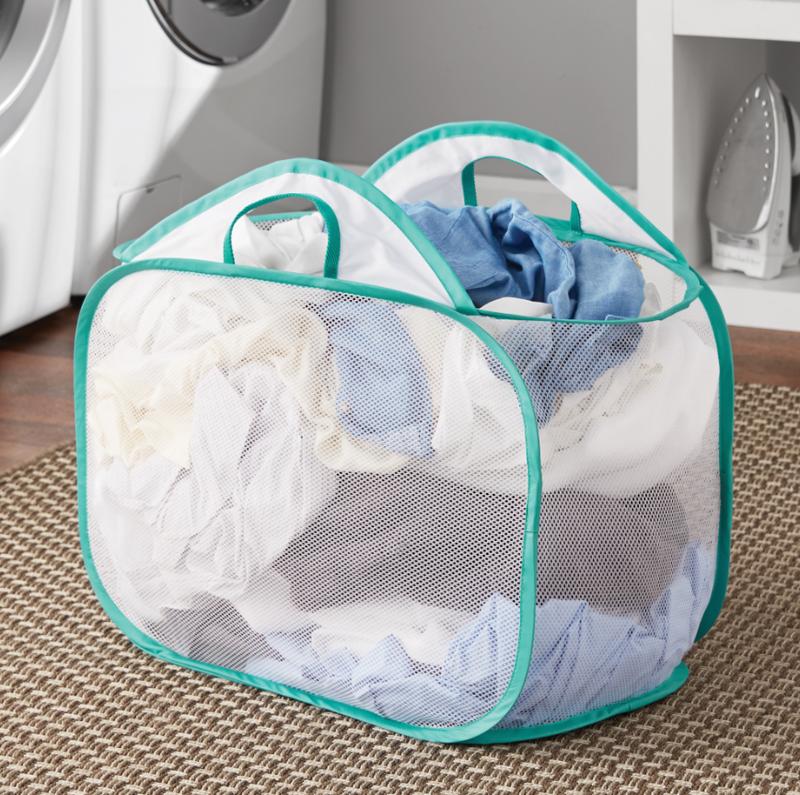 White Mesh Pop-up Laundry Basket 21