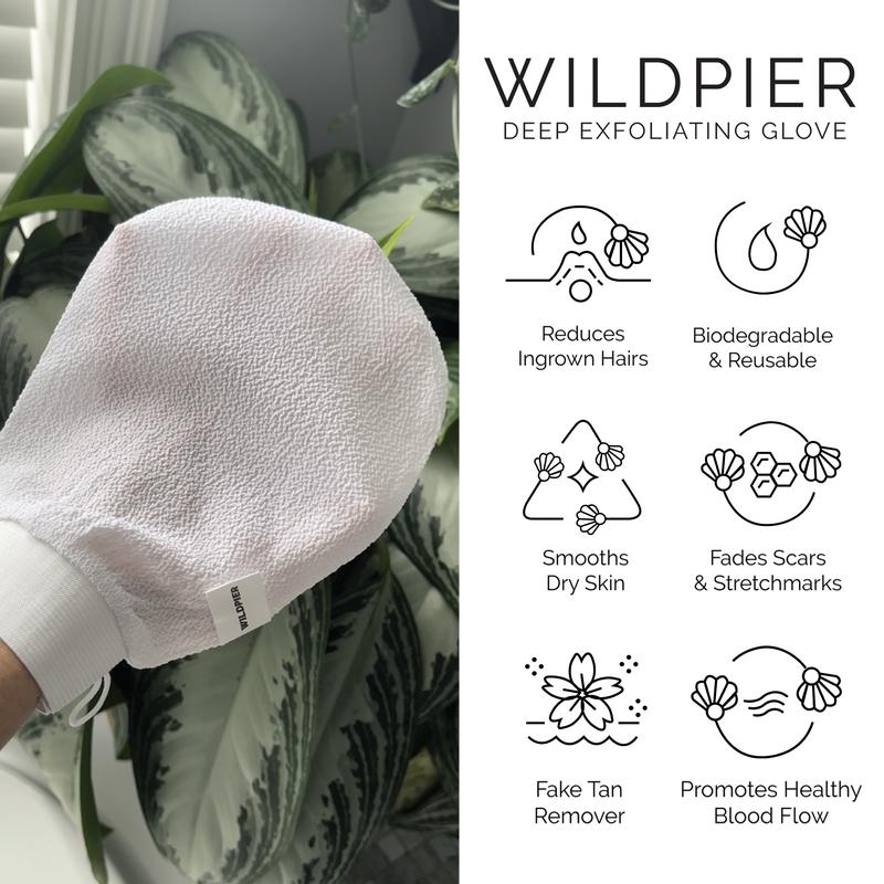 Wildpier️ Deep Exfoliating Glove - Plant-Based, Eco-Friendly, Biodegradable, Keratosis Pilaris, Ingrown Hair, Shower Tool, Body Scrubber