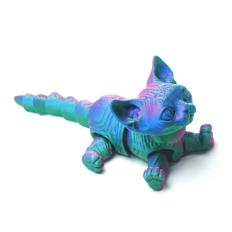 3D Printed Cat Design Figurine, Cute Animal Decorative Ornament, Creative Collectible Toy for Home Office Bedroom Living Room, Fidget Tabletop Ornament