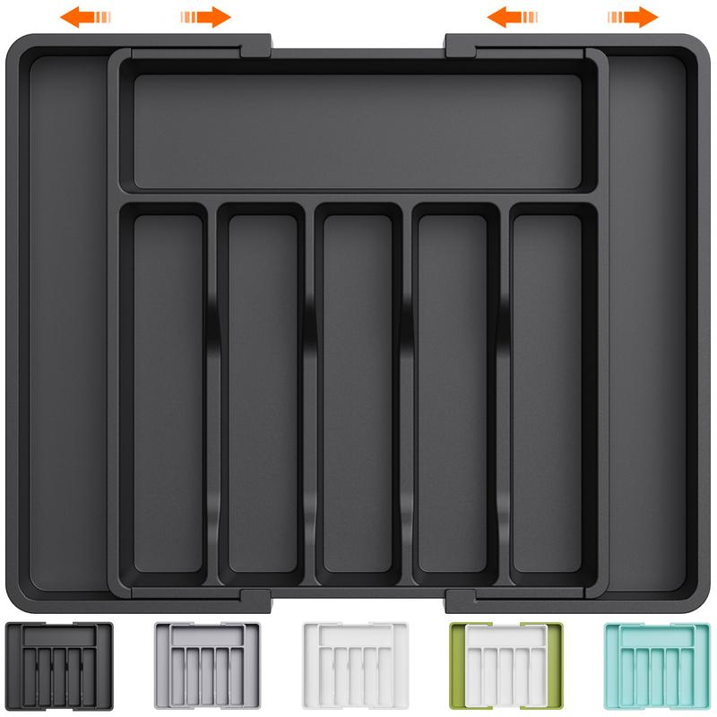 Lifewit 8 Compartments Expandable Silverware Drawer Organizer for Kitchen Drawers - Tableware, BPA-Free PP Material Boxes