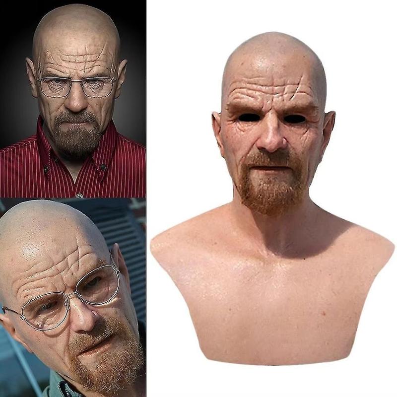 Realistic Bald Old Man Mask Breaking Bad Walter White Mask Heisenberg Latex Mask Adult Halloween Cosplay Party Masquerade Props scream mask bling halloween