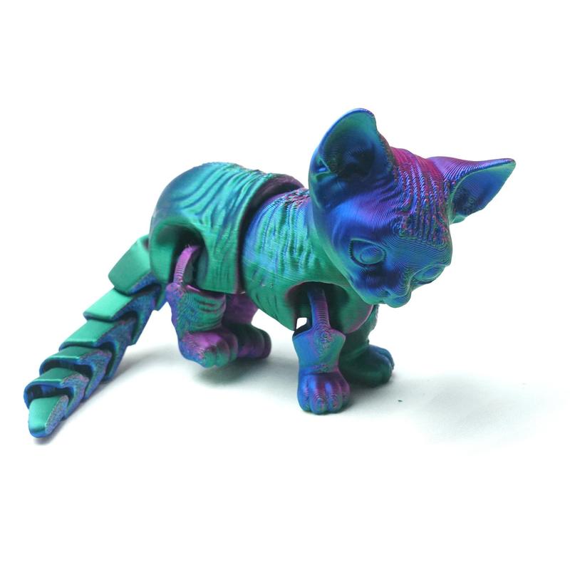 3D Printed Cat Design Figurine, Cute Animal Decorative Ornament, Creative Collectible Toy for Home Office Bedroom Living Room, Fidget Tabletop Ornament