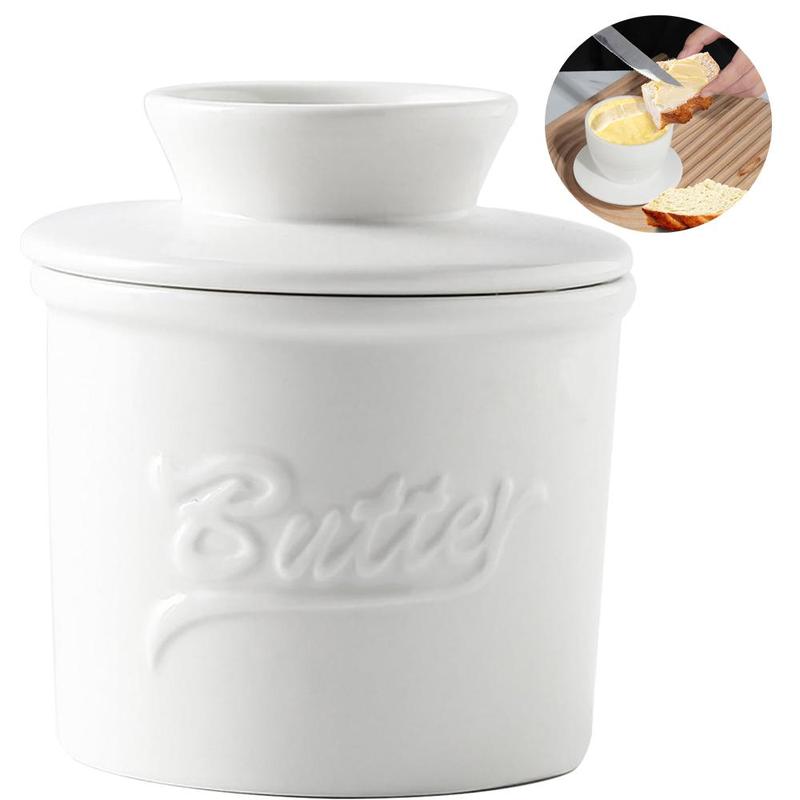 Butter Jar with Lid, 1 Count Ceramic Butter Keeper, Butter Container with Water Seal for Kitchen Storage, Home Decor, Holiday Gifts