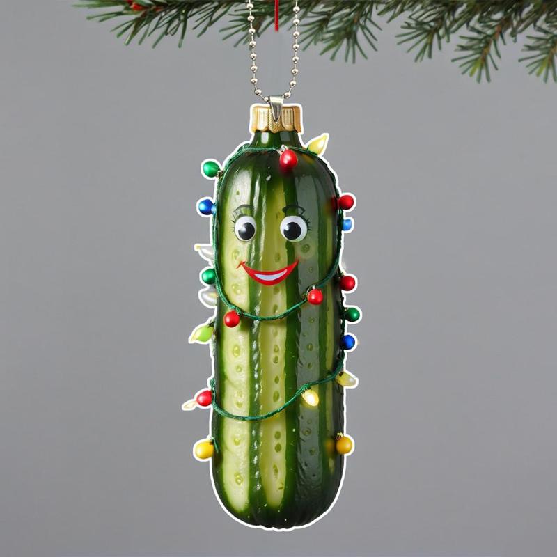 Cucumber Shaped Ornament, 1 Count 2D Creative Cucumber Decoration, Hanging Decoration for Car Interior & Christmas Tree, Festive & Party Supplies