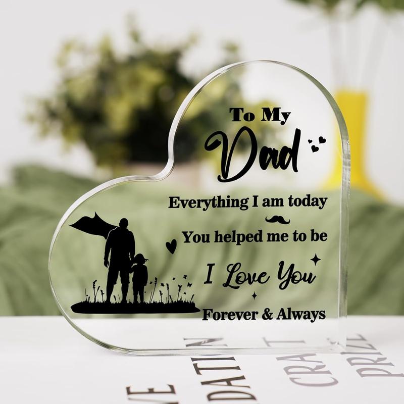 Gifts for Dad Gifts from Daughter - Engraved Acrylic Heart Piece with Heartwarming Words - Dad Birthday Gifts for Fathers