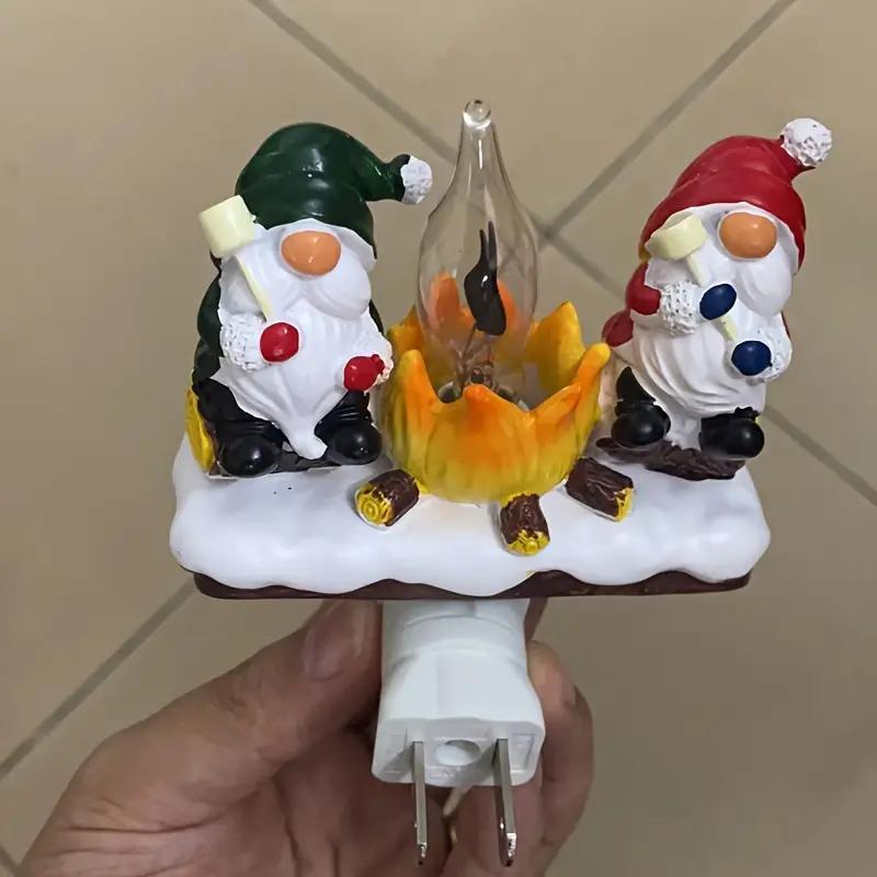 Gnome & Campfire Design Night Light, 1 Count Flameless Christmas Night Candle, Decorative Light for Home Party Festival, Home Decor