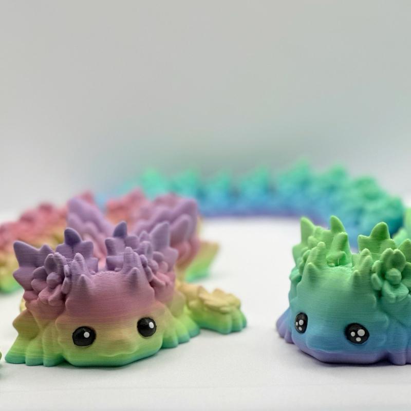 3D Printed Articulated Axolotl Dragon Figurine