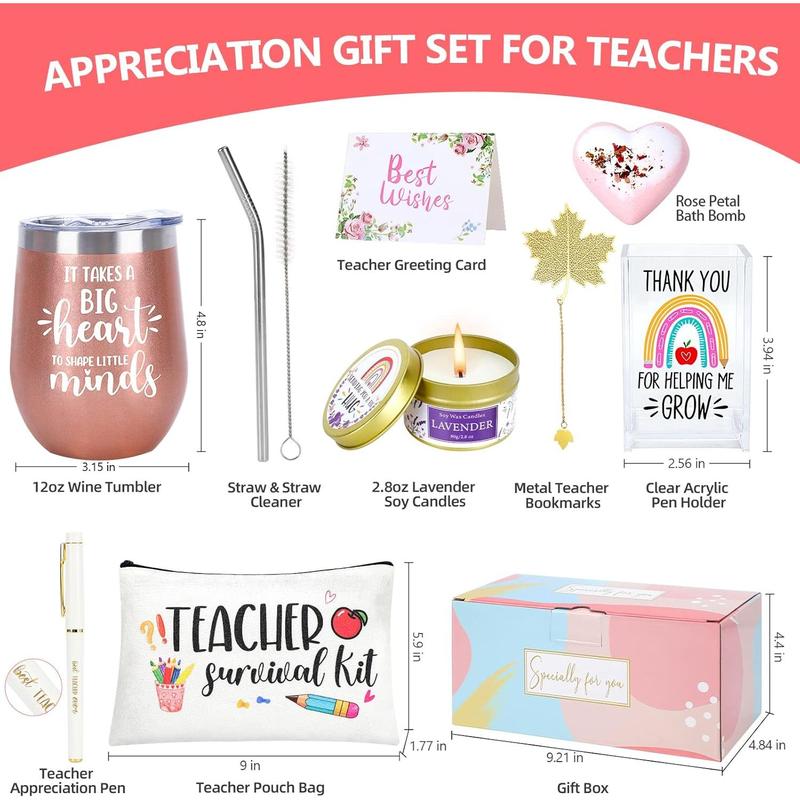 Teacher Gifts for Women,Teacher Appreciation Gifts,Teacher Christmas Gifts,Back to School Gifts for Teachers,Thank You Gifts for New Teacher -Teacher Bag,Candle,Pen Holder,12 oz Teacher Tumbler Set