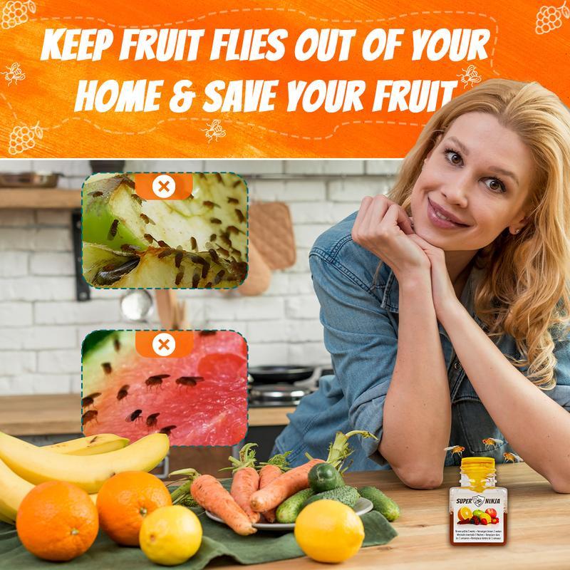 Super Ninja Fruit Fly Trap - Highly Effective IndoorTraps-Environmentally Responsible Fruit FlyKiller-User Friendly - Up to 3 Weeks per Bottle